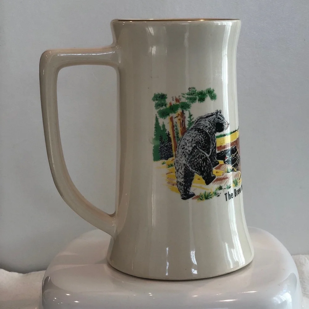 Vintage Schmidt Ceramic Beer Stein Mug in Cream with Red Logo - Picture 4 of 9
